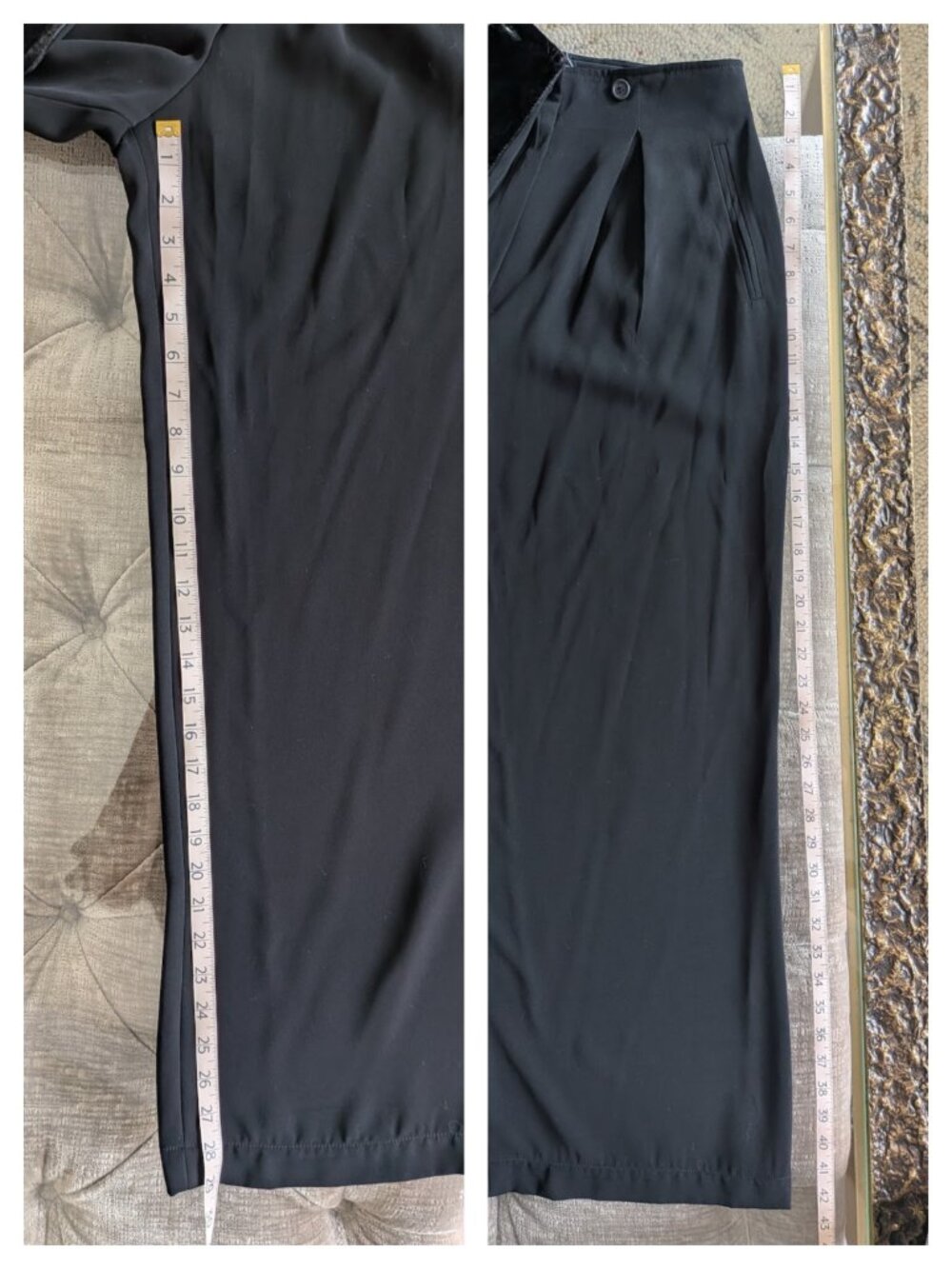 Ivan Grundahl Velvet Trim Duster Coat & Wide Leg Pants 2 Pc Suit Vintage - Picture 8 of 16